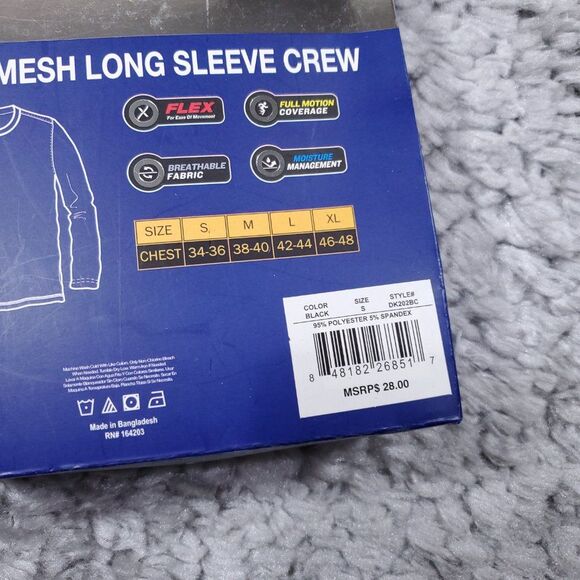 Dickies Temp Iq Ultra Mesh Long Sleeve Crew Shirt Top Men's Small 34-36 Black - Picture 3 of 5